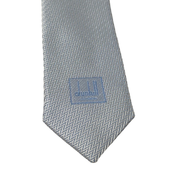Dunhill London Tie Necktie Blue Sheen Silk Made in England EUC - Picture 4 of 10